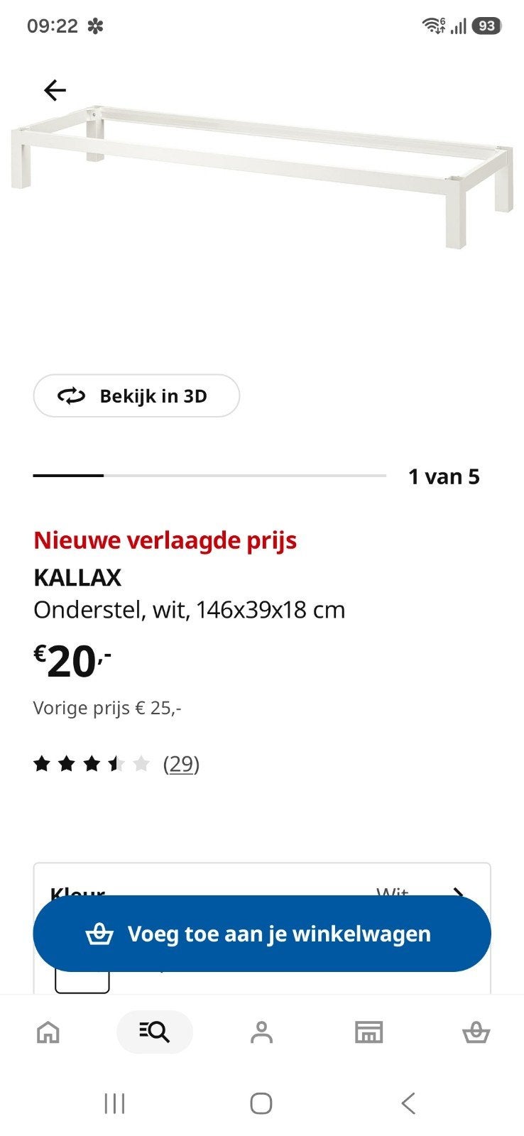 2x KALLAX Onderstel wit 146x39x18 cm, Ophalen, Zo goed als nieuw