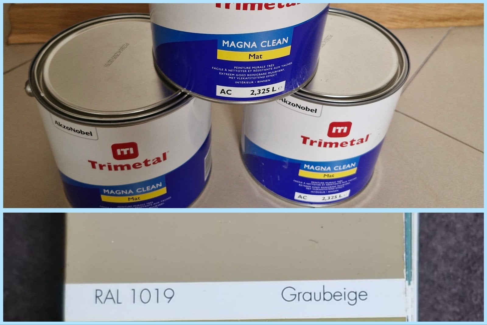 3x 2,325L Trimetal Magna Clean RAL1019 Grau Beige muurverf, Ophalen of Verzenden