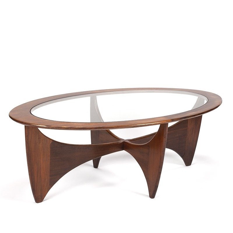 G-plan Astro Ovale Vintage Salontafel (122x66x42cm), Ophalen, Gebruikt, 100 tot 150 cm, Teakhout