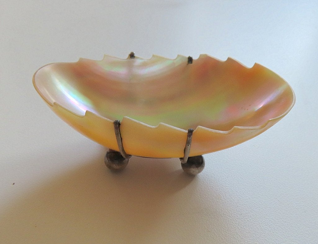 Koopje! Antieke "Mother of Pearl"met zilvermontuur 1907 ,inc, Verzenden, Zilver