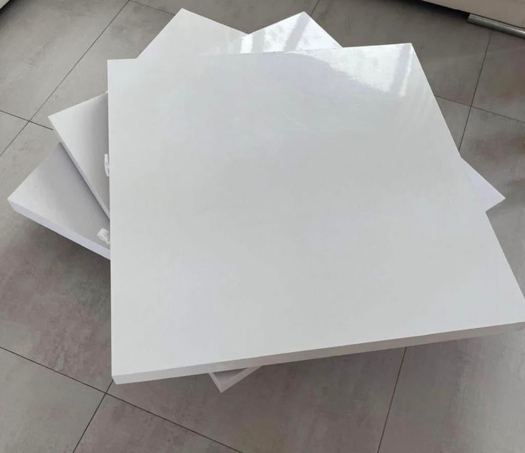 Witte hoogglans salontafel, Huis en Inrichting, Tafels | Salontafels, Ophalen, Overige materialen, Gebruikt, Vierkant