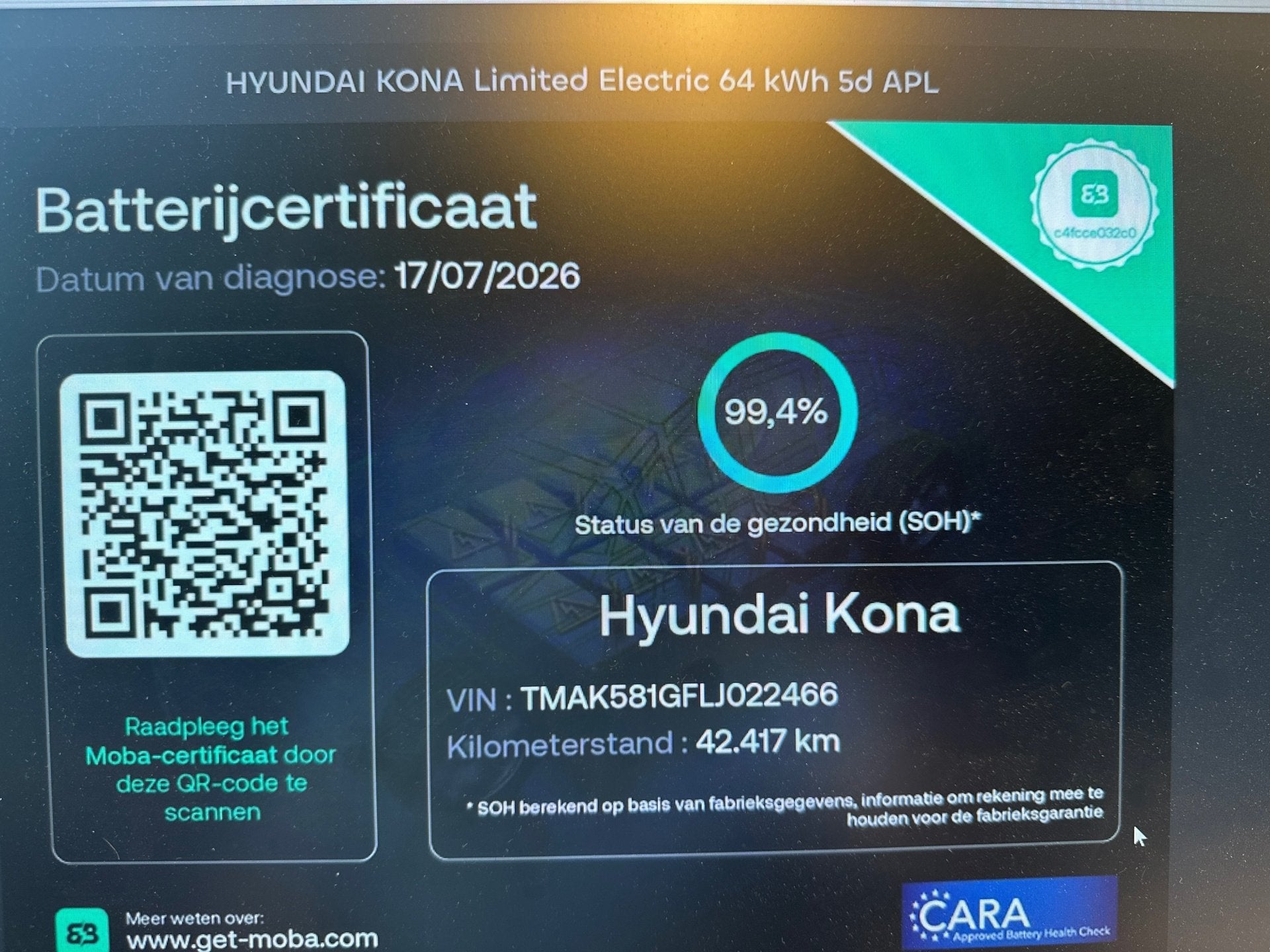 Hyundai Kona EV PREMIUM 64 kWh WARMTEPOMP FASE 3 SOH 100 % |, Auto's, Gebruikt, Zwart, Wit, 64 kWh