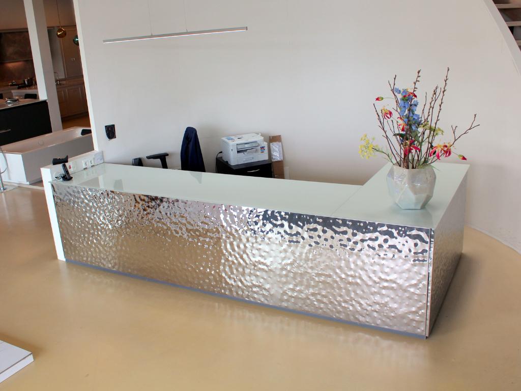 MB16  Luxe design receptiebalie / showroombalie L-opstelling, Ophalen, Inrichting, Onbekend, Onbekend