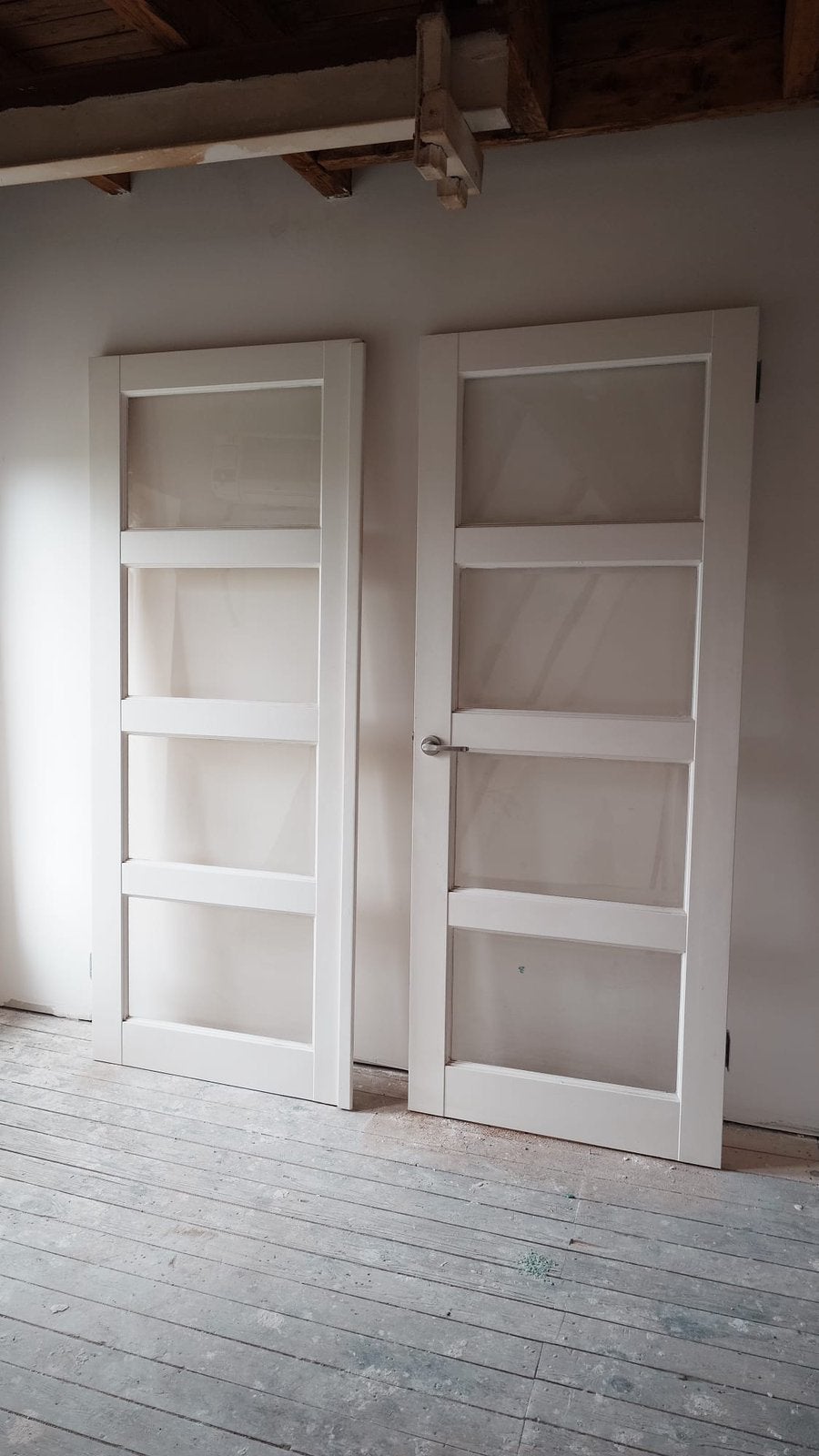 Salondeuren met facetglas, Ophalen, Zo goed als nieuw, Binnendeur, 200 tot 215 cm