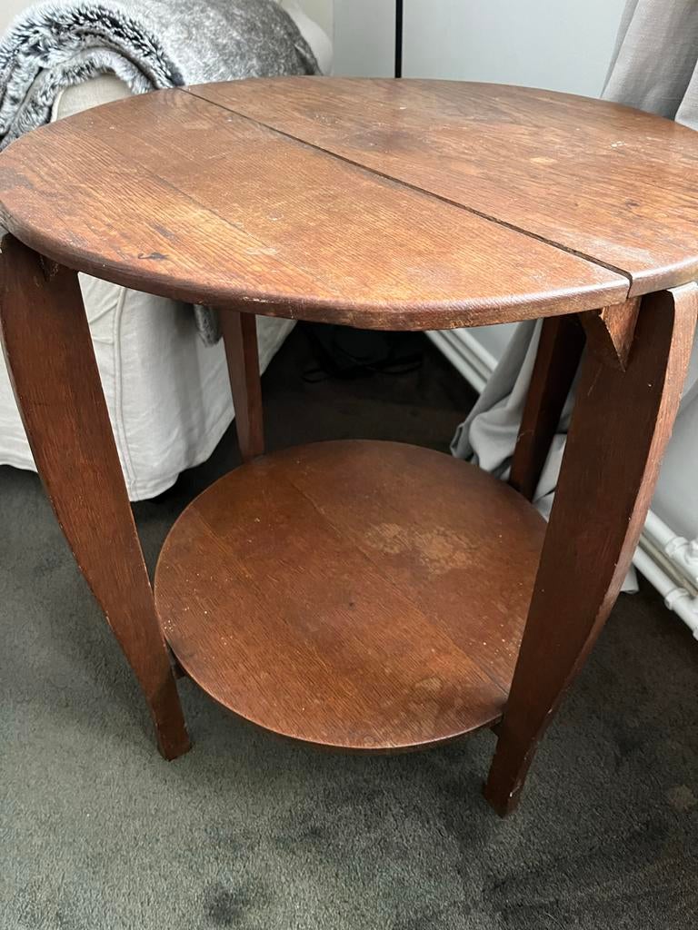 Antieke houten bijzettafel met twee niveaus, Antiek en Kunst, Ophalen