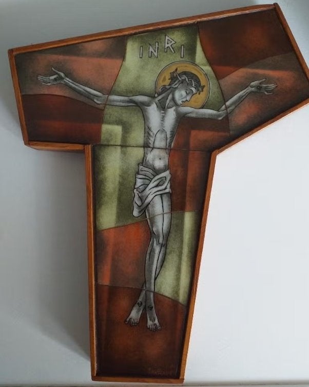 Opaline Kruisbeeld – Jan Perey / Gebr. Van Paridon. 1946, Ophalen of Verzenden
