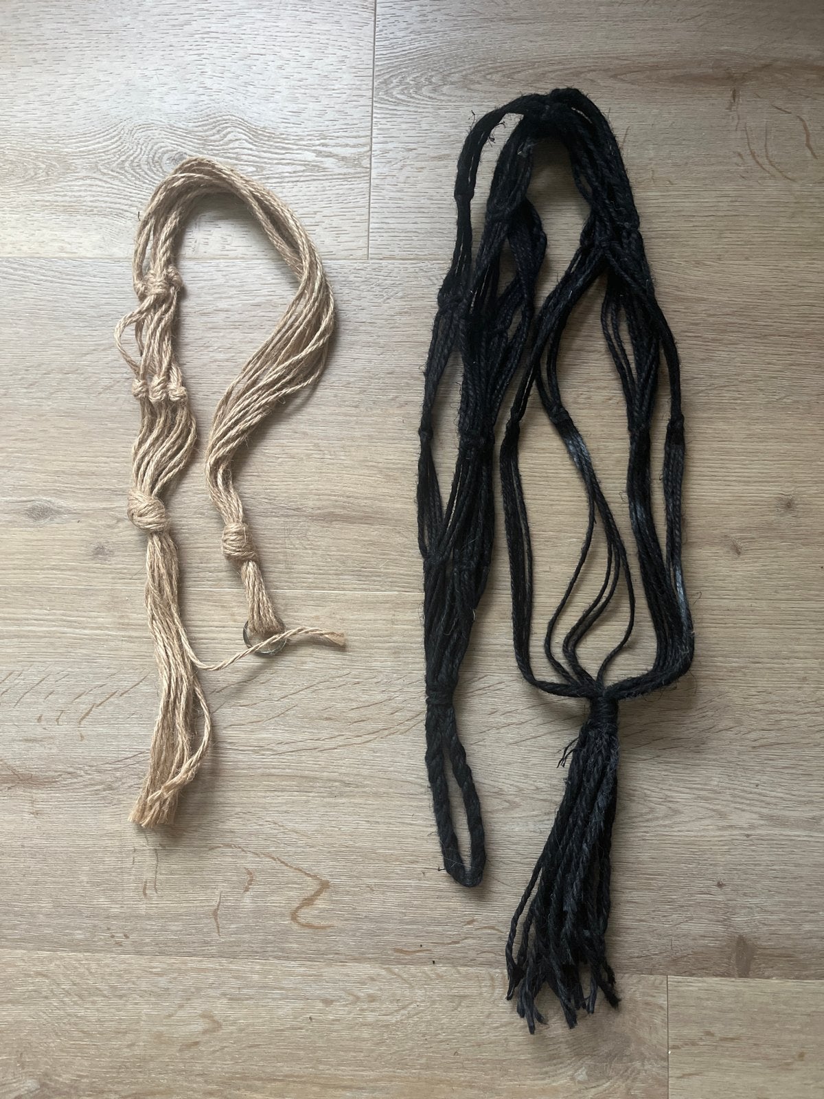 Set van 2 plantenhangers (macramé stijl), Gebruikt, Meerkleurig, Boho, Ophalen of Verzenden