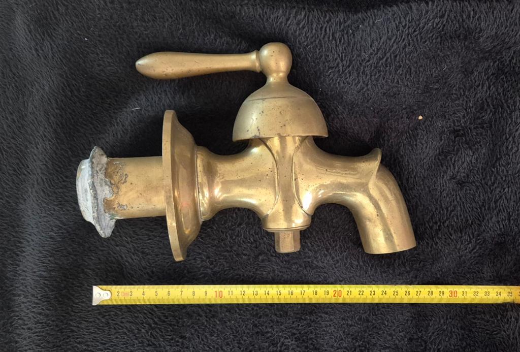 Antieke Messing Kraan - Vintage Waterkraan, Antiek en Kunst, Ophalen of Verzenden, Koper