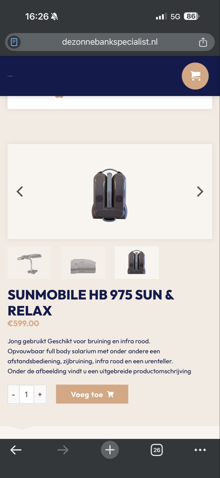 Sunmobile HB 975 Sun & Relax Gezichtsbruiner, Ophalen of Verzenden, Zo goed als nieuw, Zonnebank dubbelzijdig, 10 tot 15 lampen