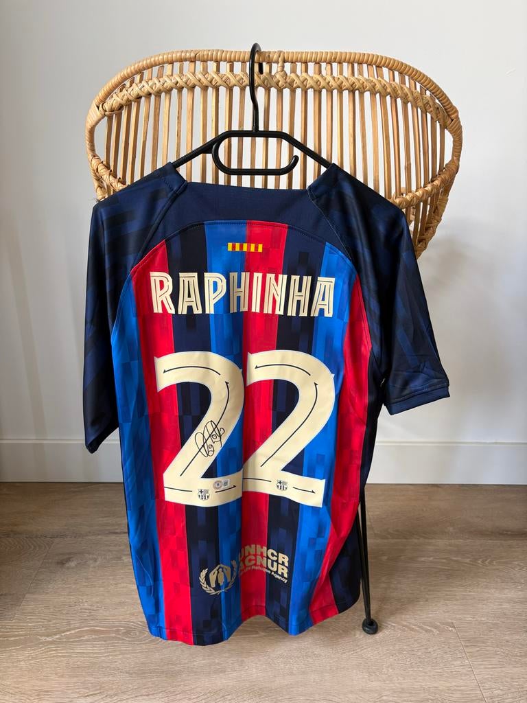Gesigneerd FC Barcelona Raphinha Thuisshirt 2022/23, Sport en Fitness, Voetbal, Maat M, Ophalen of Verzenden, Zo goed als nieuw