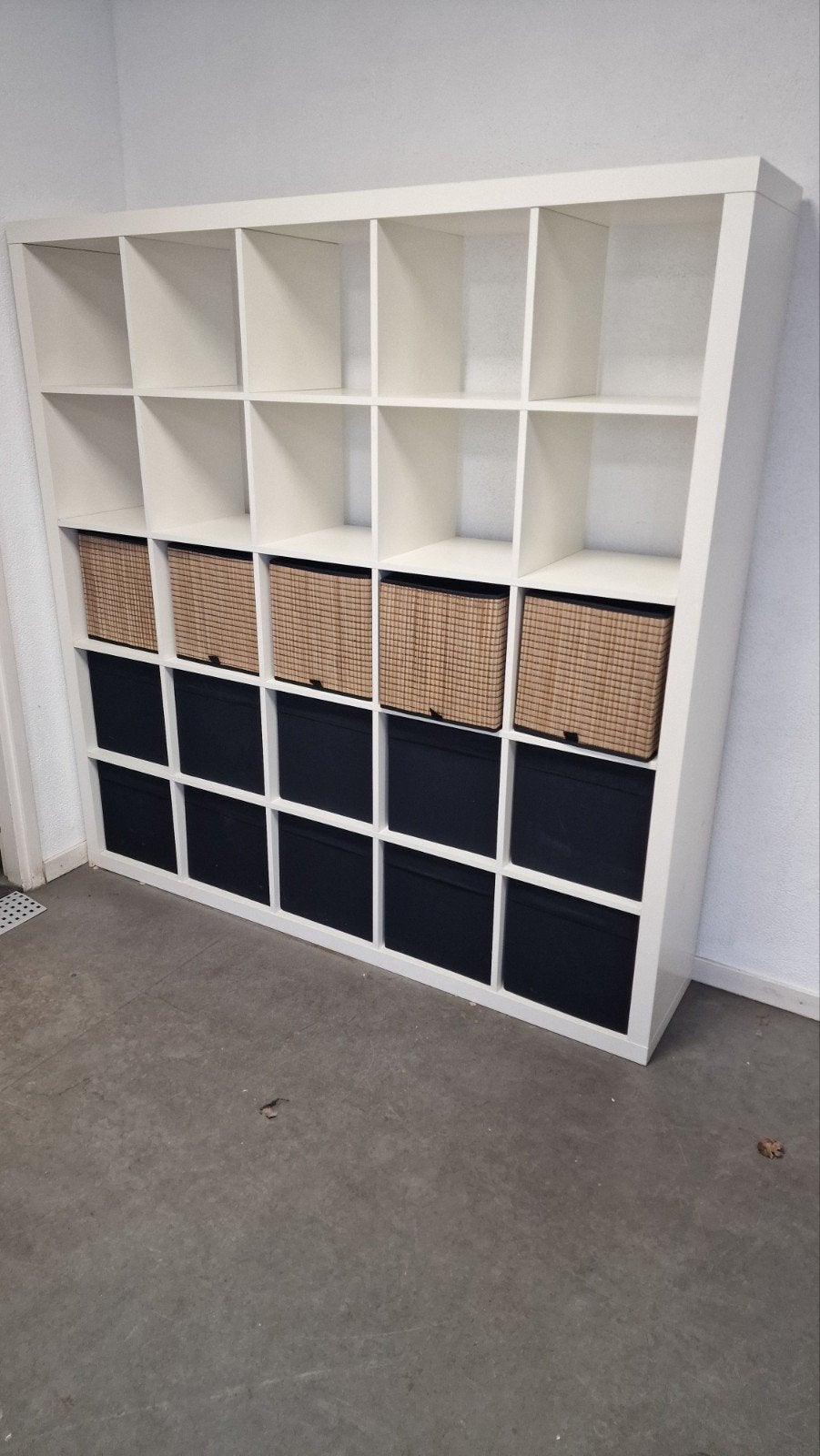Witte Kallax kast met 25 vakken en opbergboxen, Gebruikt, 150 tot 200 cm, Ophalen of Verzenden, 150 tot 200 cm