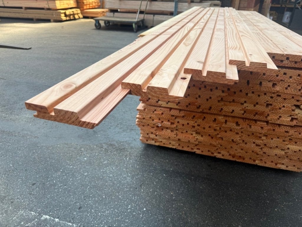 Douglas Kraal, Sponning, Rhombus, Channelsiding,blokhutdelen, Minder dan 25 mm, Nieuw, Plank, 300 cm of meer