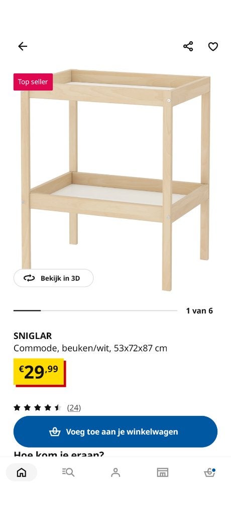 Wiegje en commode, Ophalen, Gebruikt, Minder dan 140 cm, Matras