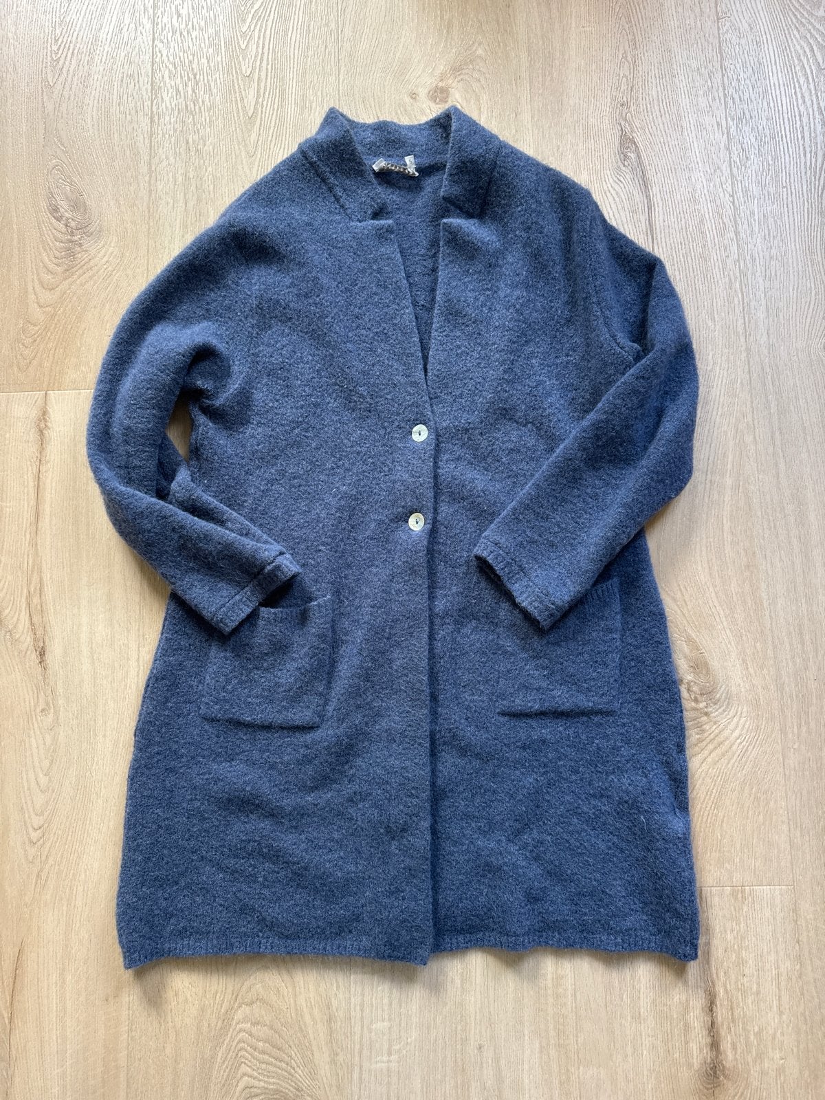 Belluna blauw lang vest/jasje maat 5 = L, Ophalen of Verzenden, Gedragen, Maat 42/44 (L), Blauw