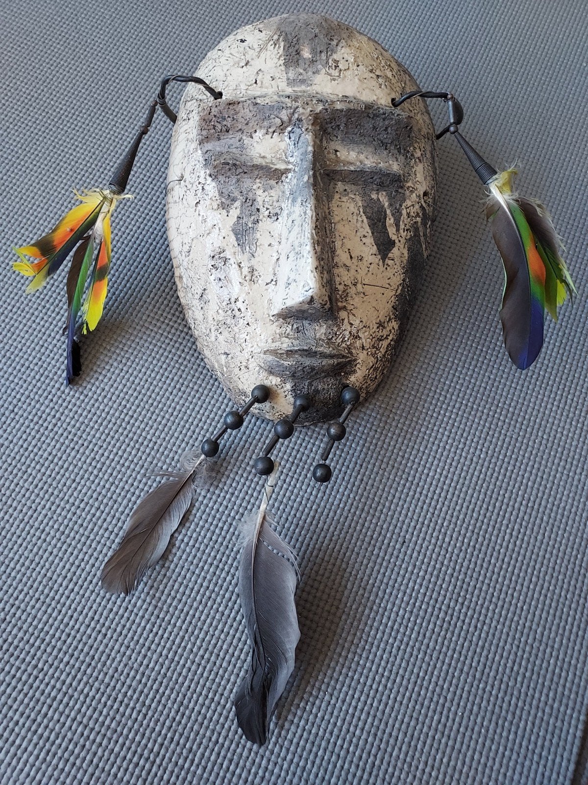raku gestookt masker van keramiek door Sannie Oppelaar 1996, Steen/keramiek, Masker, 50 cm, Ophalen of Verzenden