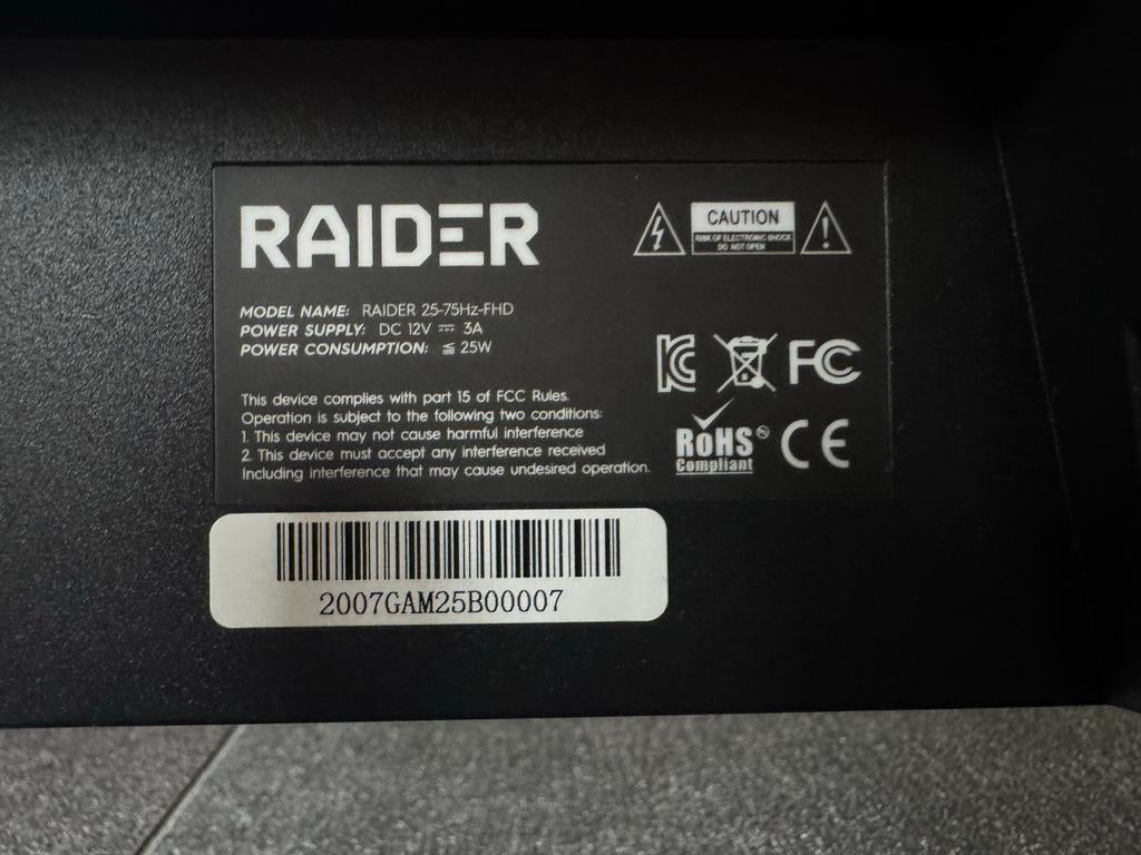 RAIDER 25-75HZ-FHD Monitor - Zo goed als nieuw, Computers en Software, Monitoren, Gaming, Full HD, Ophalen of Verzenden, Zo goed als nieuw