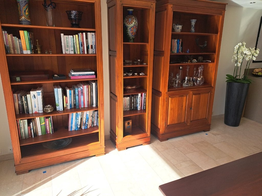 3 open boeken hardhouten handgemaakte boekenkasten, Huis en Inrichting, Ophalen, 100 tot 150 cm, 200 cm of meer, Klassiek Engels