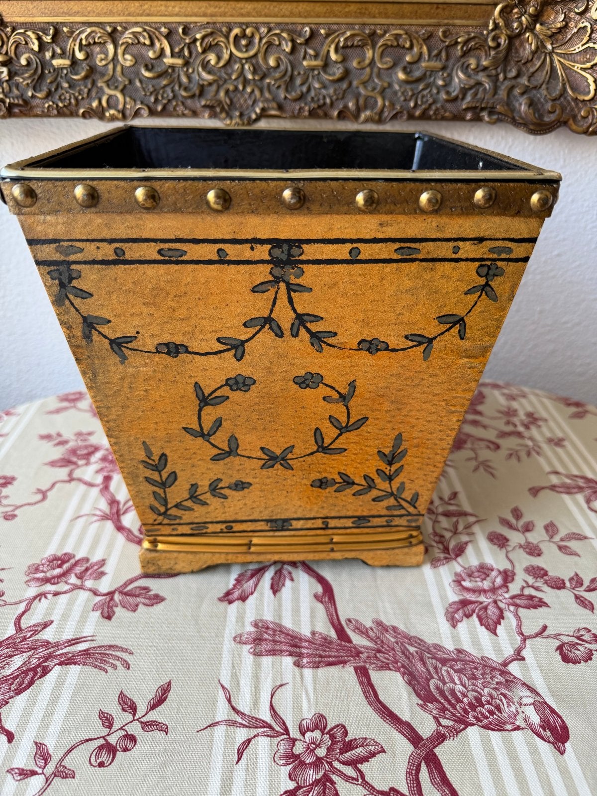 Decoratieve prullenbak/plantenbak met bloemmotief, Ophalen of Verzenden