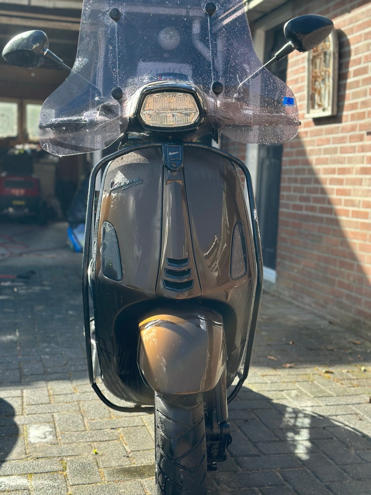 Vespa Sprint 45km/u - Bruin - Inclusief windscherm en beugel, Ophalen, Gebruikt, Maximaal 45 km/u, Overige modellen