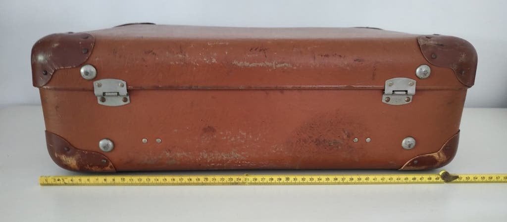 K731 VINTAGE jaren 50 koffer van geperst karton, Sieraden, Tassen en Uiterlijk, Koffers, Overige materialen, Gebruikt, 50 tot 60 cm