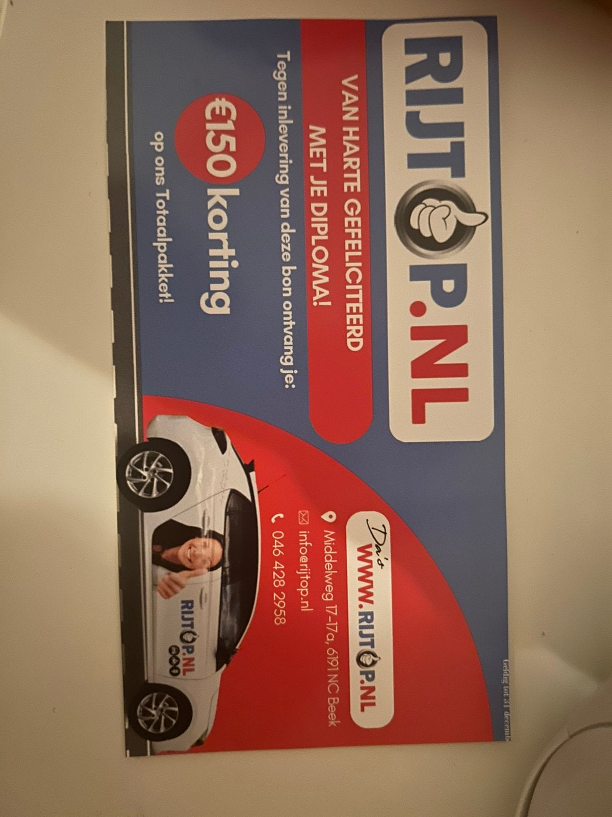 Korting op rijschool rijtop, Ophalen of Verzenden, Nieuw
