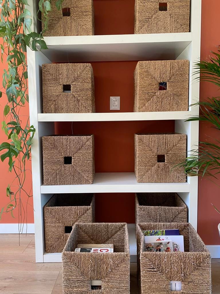 Rieten Ikea manden, Ophalen, Gebruikt, Mand, Vierkant