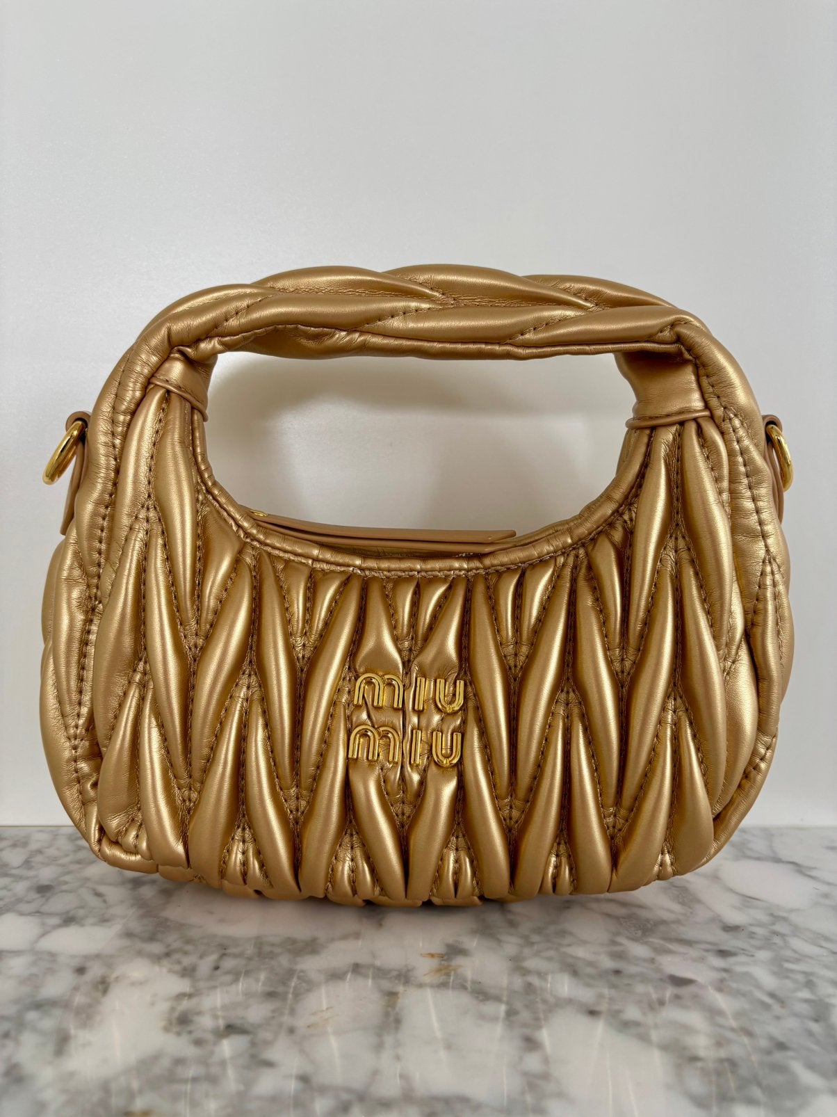 Miu Miu Wander Matelassée Bag tas goud, Ophalen of Verzenden, Zo goed als nieuw, Overige kleuren, Handtas