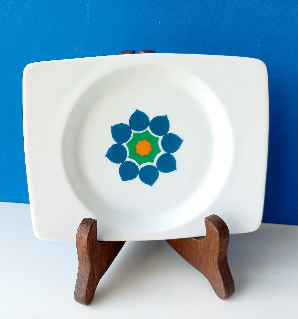 Retro serveerbordje met bloem/Thomas Germany, Gebruikt, Ophalen of Verzenden, Schaal of Schalen, Overige stijlen