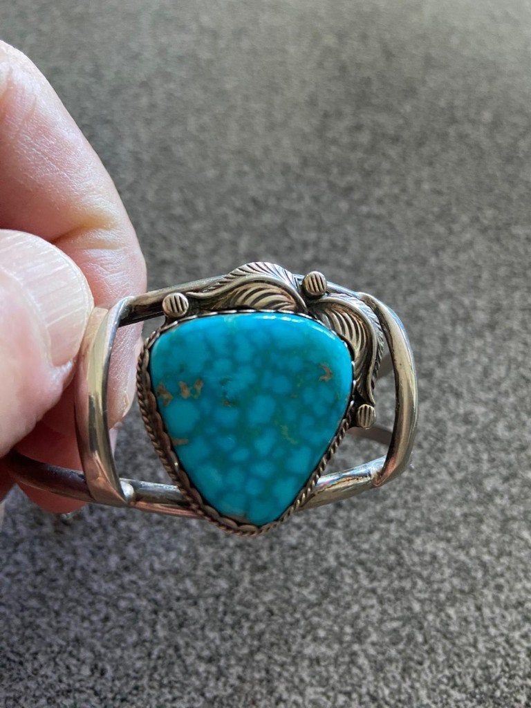 Vintage handgemaakte Navajo sterling zilveren armband, Sieraden, Tassen en Uiterlijk, Gebruikt, Ophalen of Verzenden, Met edelsteen