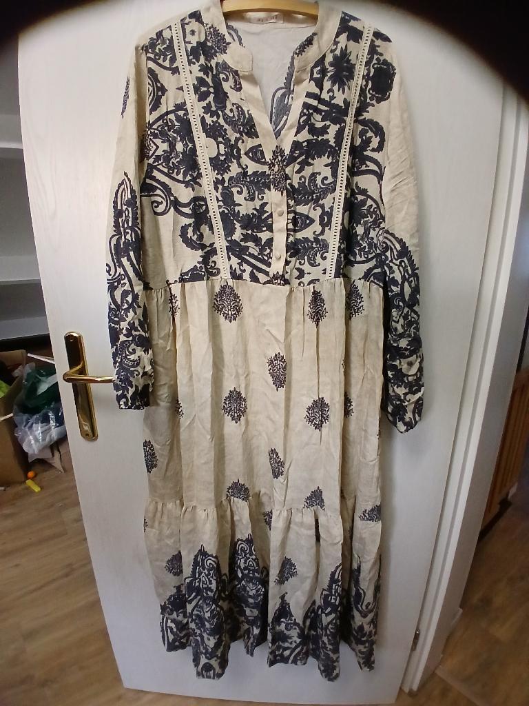 Katoenen en Linnen Jurk, Maat 46/48 (XL) of groter, Nieuw, Ophalen of Verzenden, Grijs