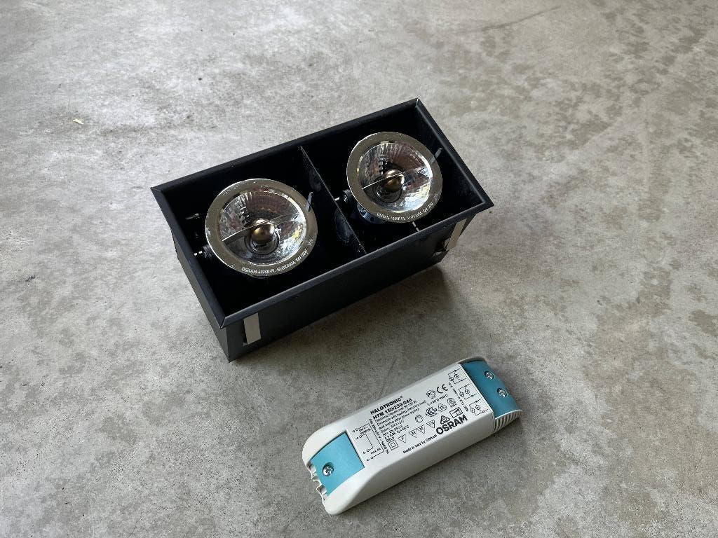 Inbouw plafondspot, zwart, 104 x 206 mm, Ophalen, Gebruikt, Metaal of Aluminium, Inbouw