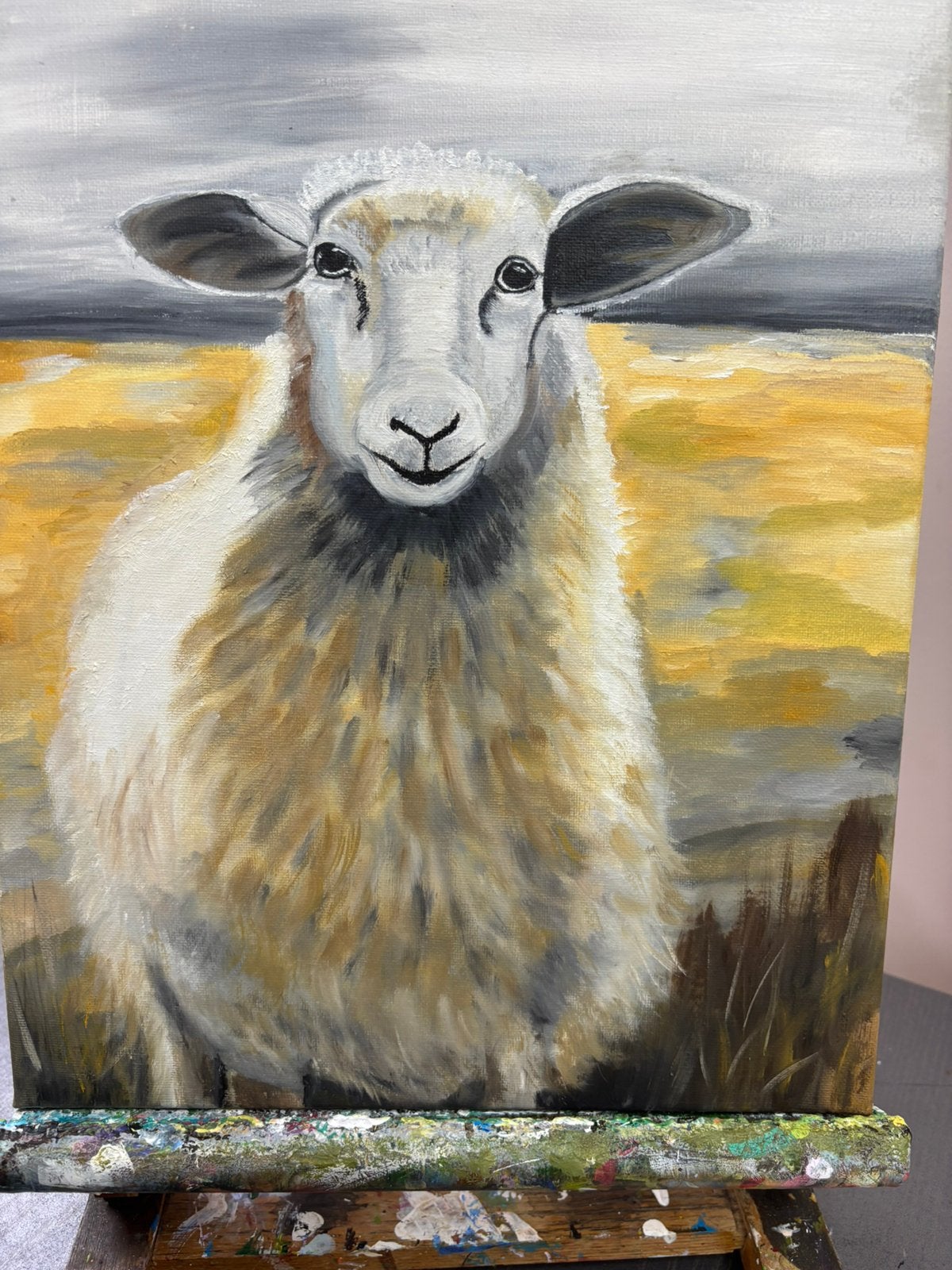 Olieverf schilderij 39x29, Handgeschilderd, Ophalen of Verzenden, Dieren, Olieverf