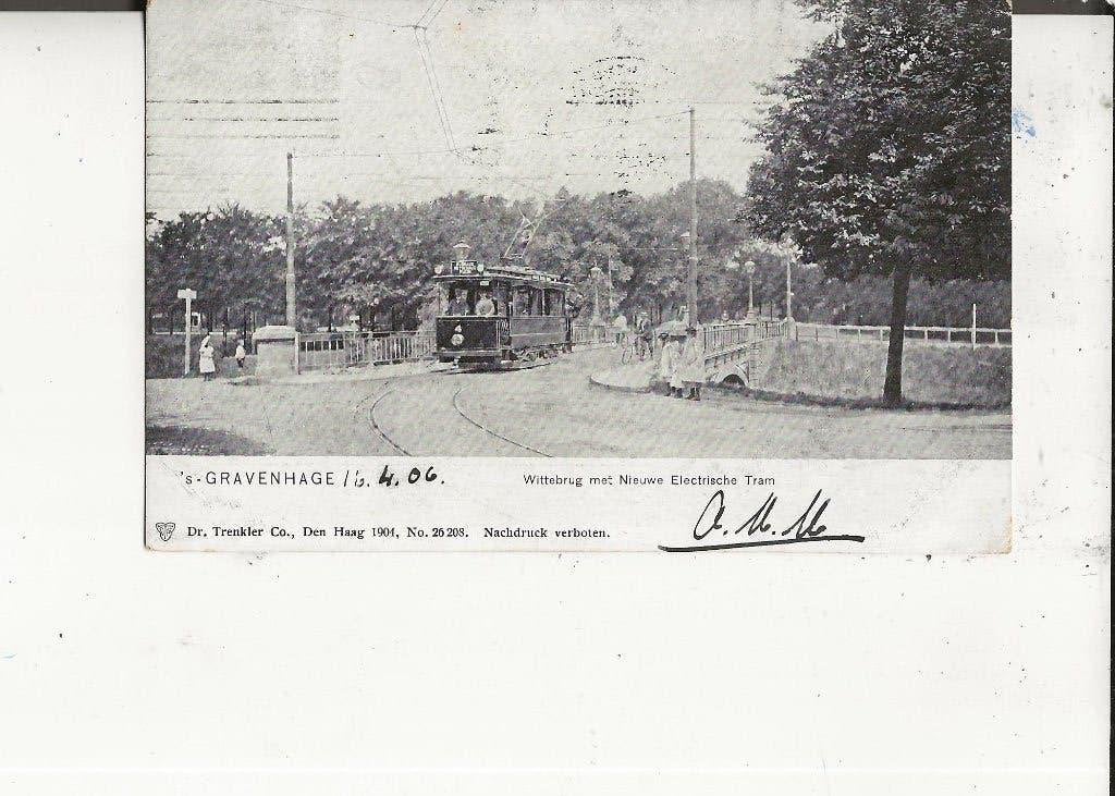 Scheveningen Wittebrug  Nieuwe electrische tram 4 16-4-1906, Ophalen of Verzenden, Voor 1920, Gelopen, Zuid-Holland