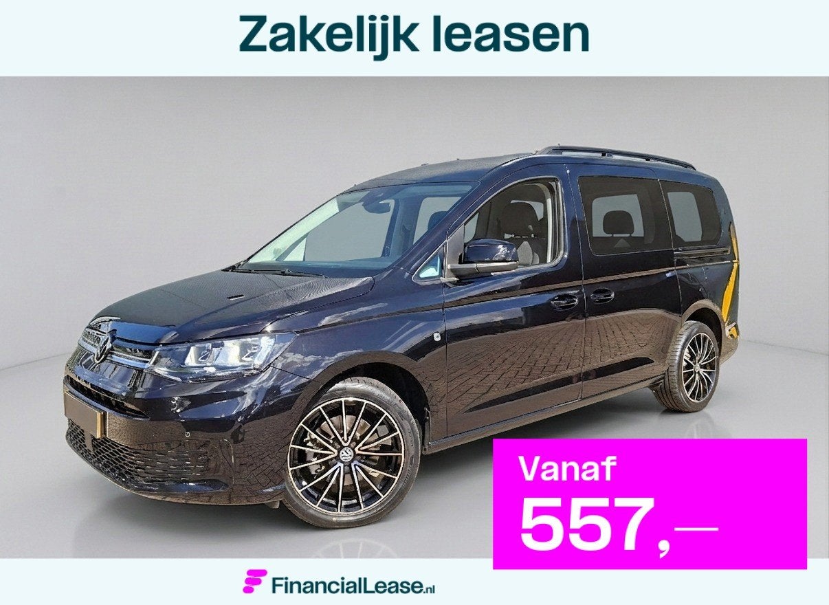 Volkswagen Caddy Maxi 1.5 TSI 115pk DSG AUT. * 7 Persoons *, 1556 kg, Zwart, 4 cilinders, Zwart