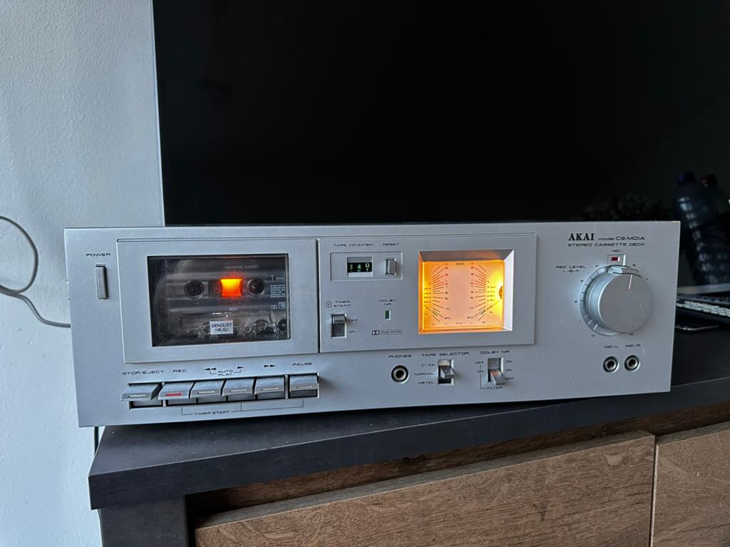 AKAI CS M01A vintage stereo cassette deck in zeer nette staa, Audio, Tv en Foto, Cassettedecks, Ophalen of Verzenden, Akai, Tape counter