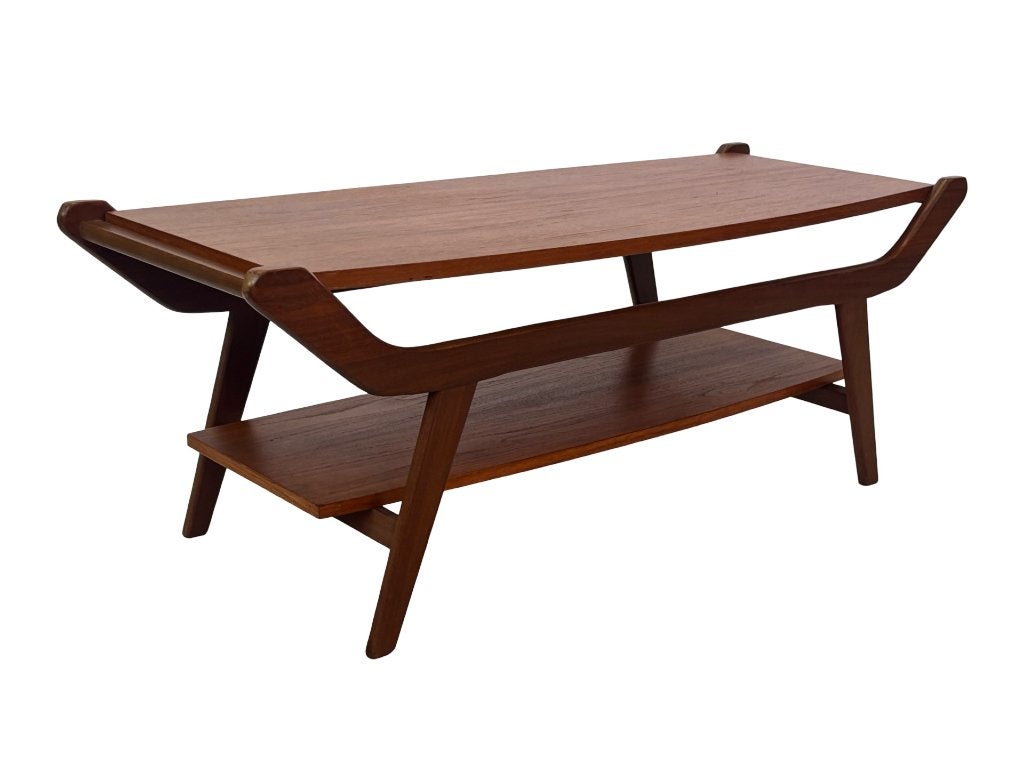 Vintage salontafel coffee table teak fineer jaren 60 design, Ophalen, Gebruikt, 100 tot 150 cm, Teakhout