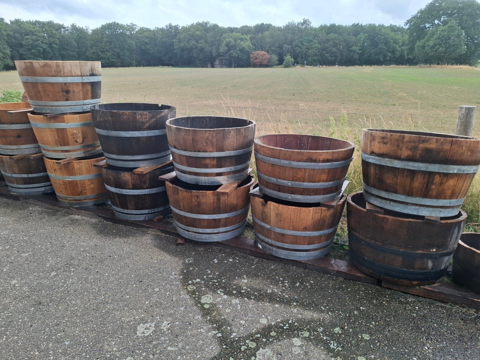 Authentieke wijnvaten en whiskeyvaten - diverse maten, Ophalen, Gebruikt, Rond, 60 tot 100 cm