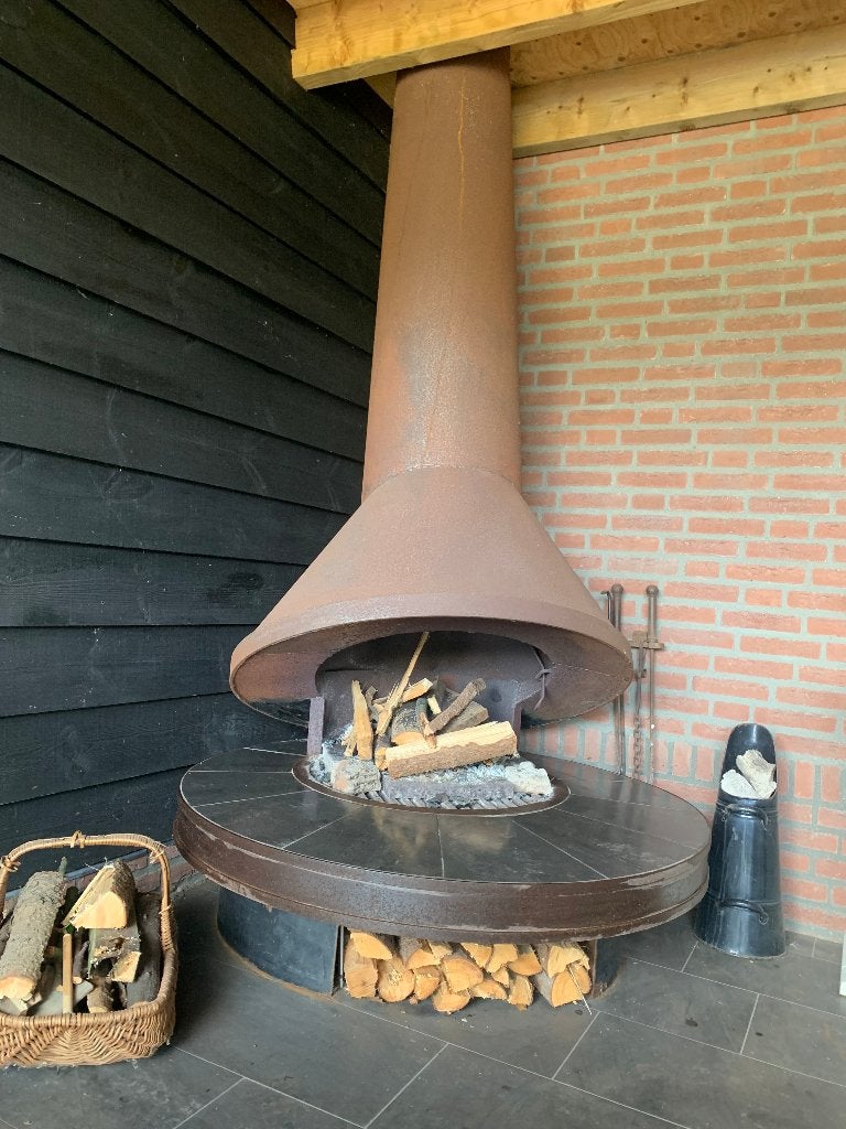 Boley open haard op hout of op gas., Huis en Inrichting, Ophalen, Gebruikt, Vrijstaande haard, Houthaard