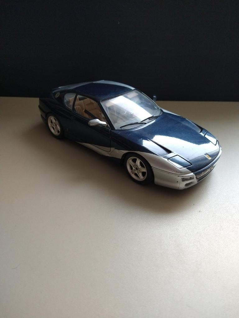 Ferrari 456 GT modelauto - Blauw/Zilver, Ophalen of Verzenden, Gebruikt, Auto, Overige merken