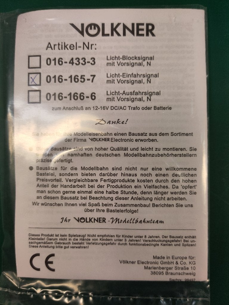 Völkner 016-165-7 kit voor licht hoofd- & voorsein op 1 mast, Overige merken, Gelijkstroom, Overige typen, Nieuw