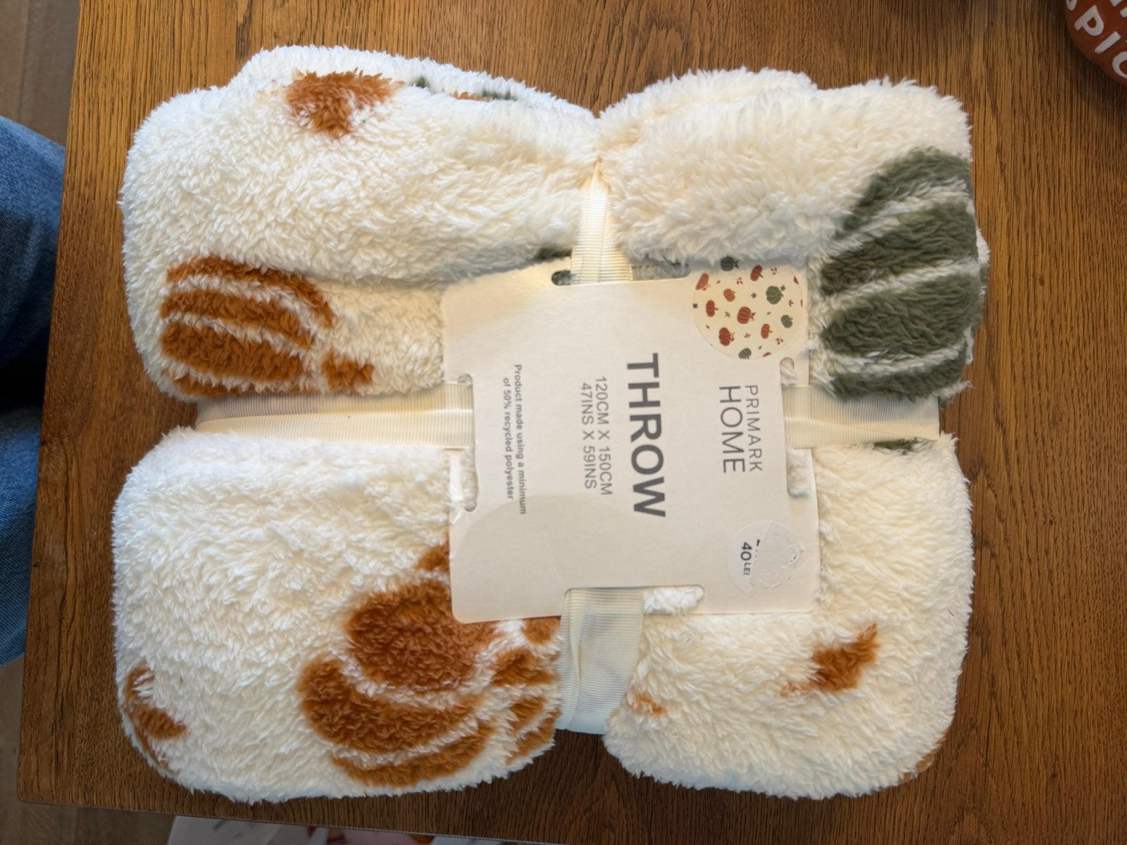 Primark herfst pompoenkleed, Huis en Inrichting, Fleecedeken, 120 cm, Beige, Nieuw