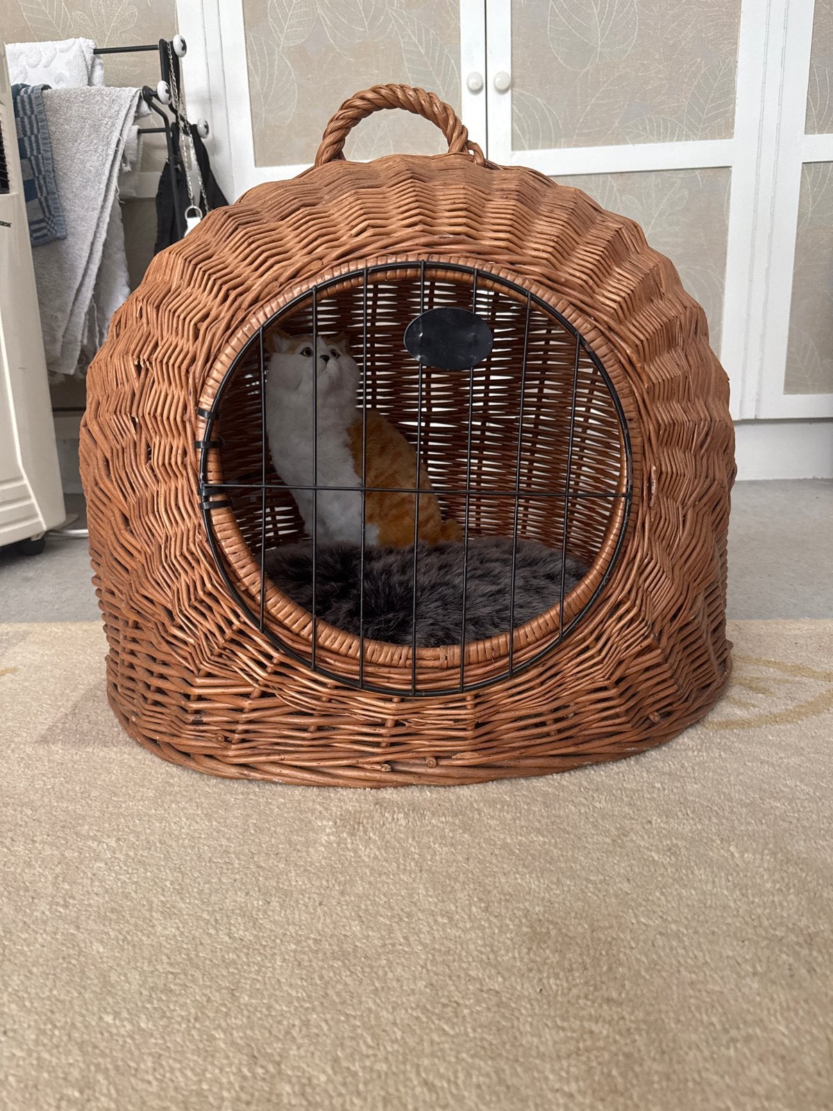Houten rieten kattenmand, Ophalen of Verzenden, Gebruikt, Riet