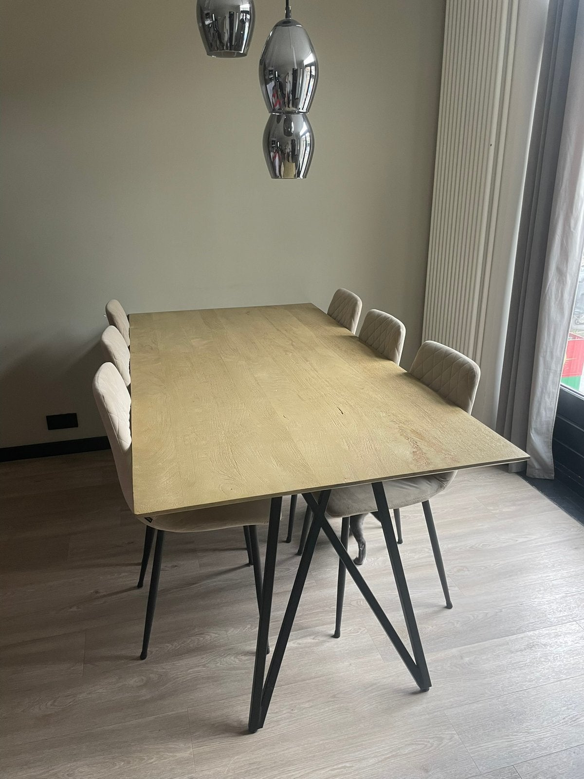 Tafel met 6 stoelen, Ophalen, Zo goed als nieuw, Rechthoekig, 50 tot 100 cm