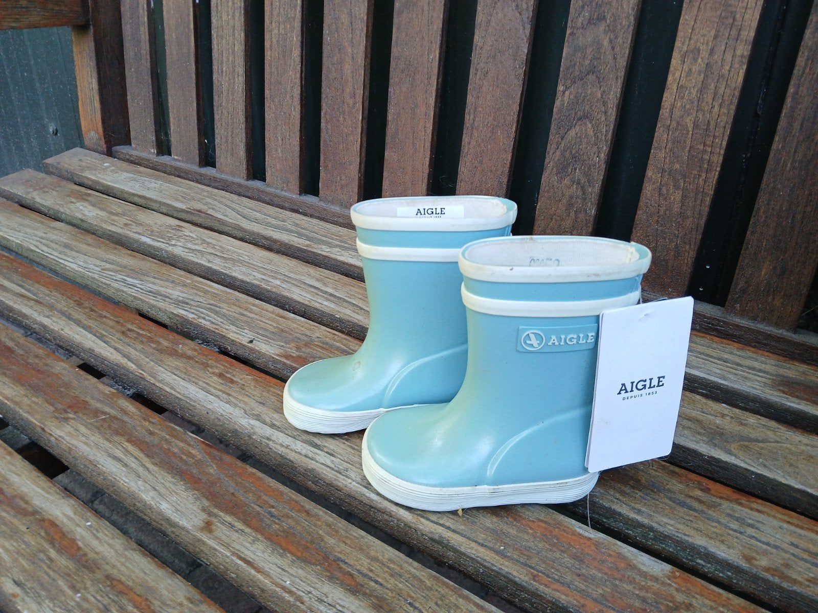 Aigle baby laarzen maat 19, lichtblauw, nieuw met kaartje, Jongen of Meisje, Aigle, Nieuw, Ophalen of Verzenden