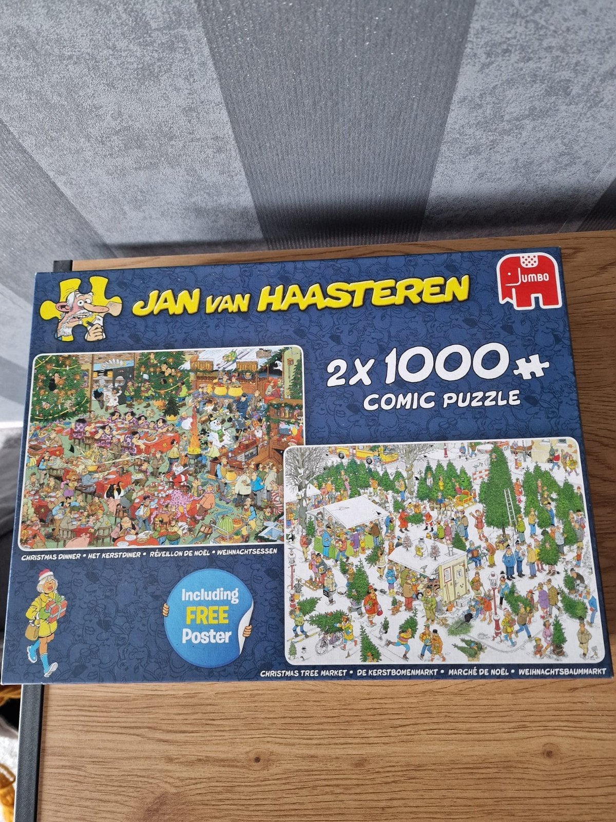 Jan van Haasteren 2x 1000 stukjes Kerstpuzzels, Ophalen, 500 t/m 1500 stukjes, Gebruikt, Legpuzzel