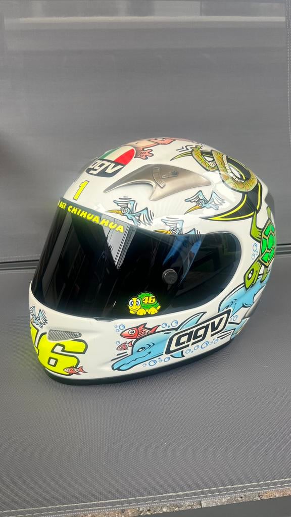 Valentino Rossi agv Ti-Tech white zoo helm Limited Editon VR, Ophalen of Verzenden, Tweedehands, Integraalhelm, AGV
