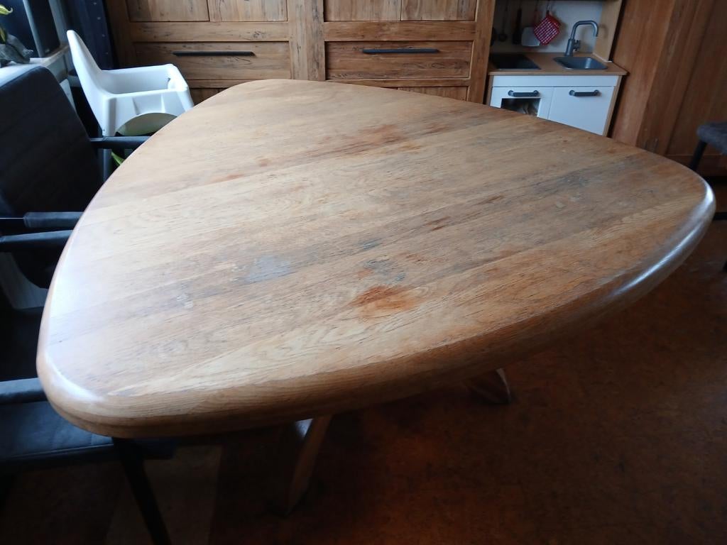 Blank eiken eettafel, Huis en Inrichting, Tafels | Eettafels, Ophalen of Verzenden, 100 tot 150 cm, 100 tot 150 cm, Eikenhout