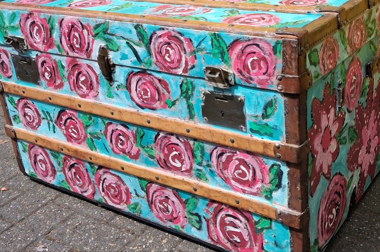 Antieke/Brocante/Handgeschilderde /Kist, Ophalen of Verzenden