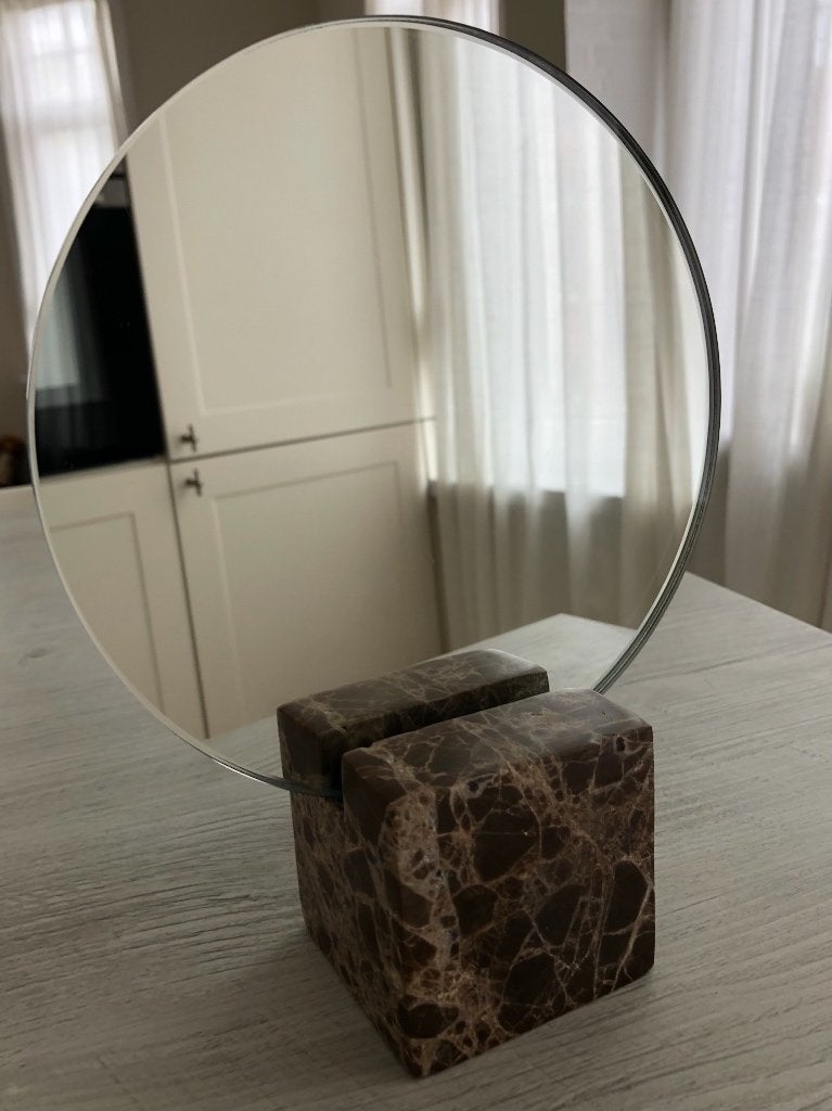 Spiegel met een marmeren voet, Minder dan 50 cm, Rond, Nieuw, Ophalen of Verzenden