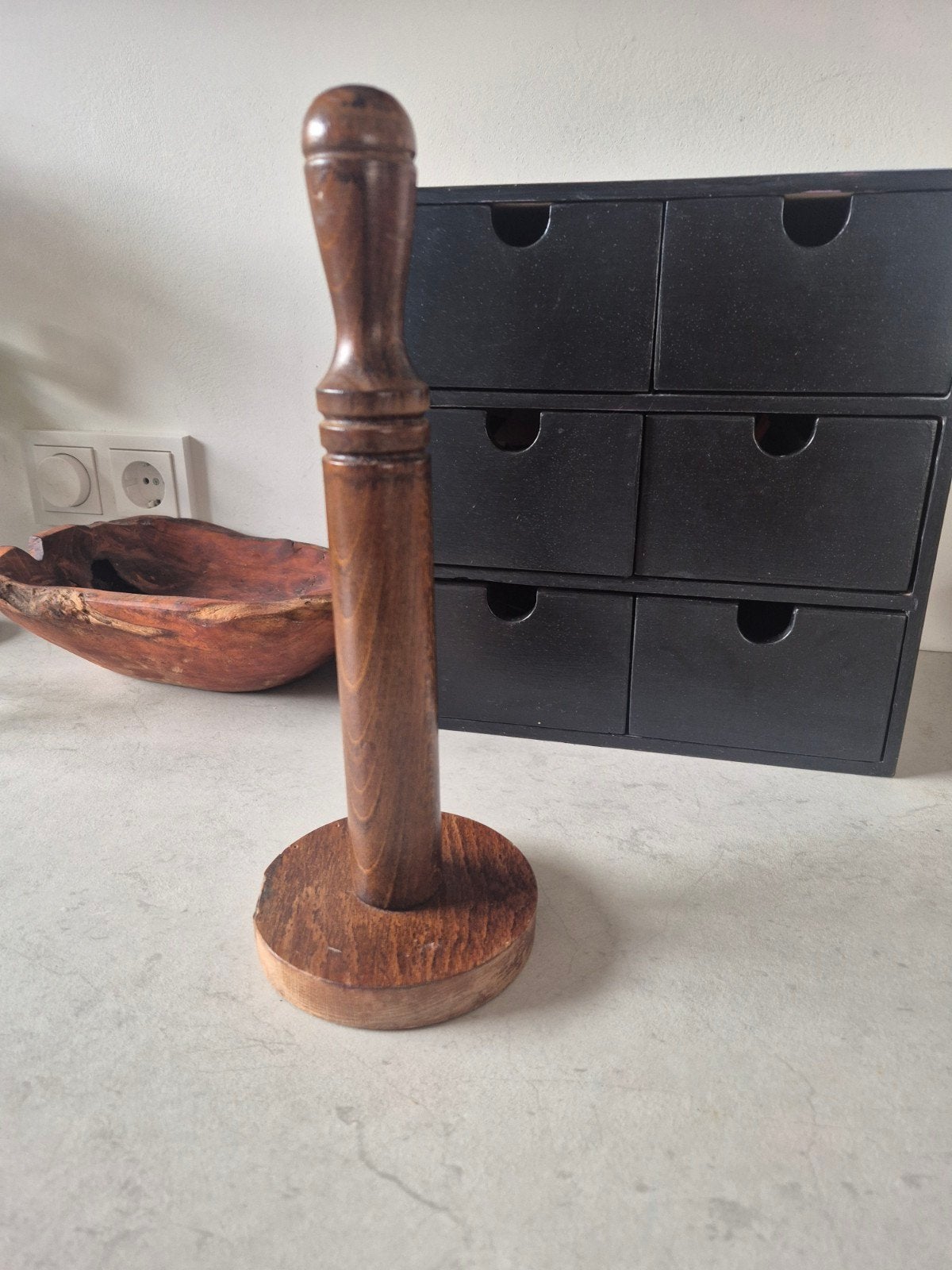 authentieke houten keukenrolhouder, Hout, Ophalen of Verzenden, Overige typen, Gebruikt